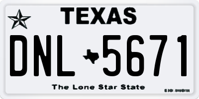 TX license plate DNL5671