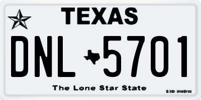 TX license plate DNL5701