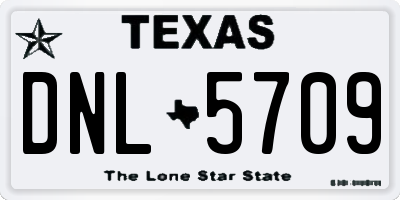 TX license plate DNL5709