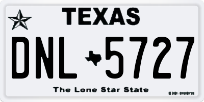 TX license plate DNL5727