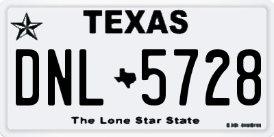 TX license plate DNL5728