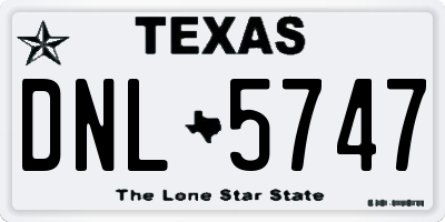 TX license plate DNL5747