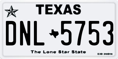 TX license plate DNL5753