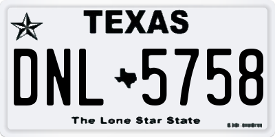 TX license plate DNL5758