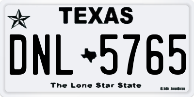 TX license plate DNL5765