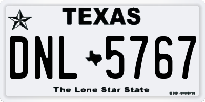 TX license plate DNL5767