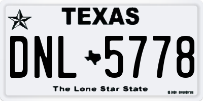 TX license plate DNL5778