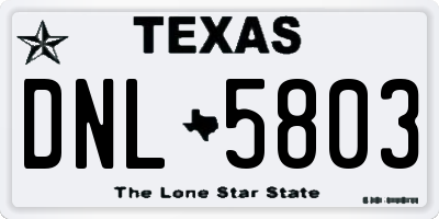 TX license plate DNL5803