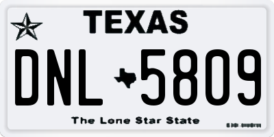 TX license plate DNL5809