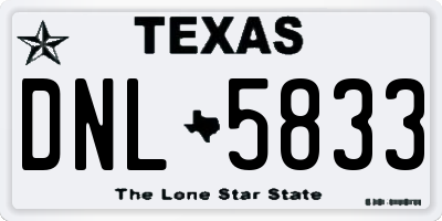 TX license plate DNL5833