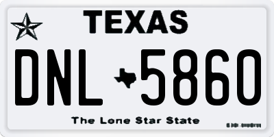 TX license plate DNL5860