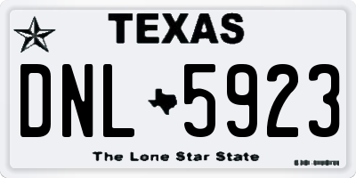 TX license plate DNL5923