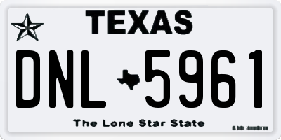 TX license plate DNL5961