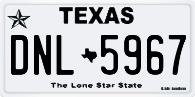 TX license plate DNL5967