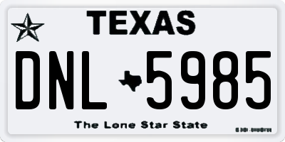 TX license plate DNL5985