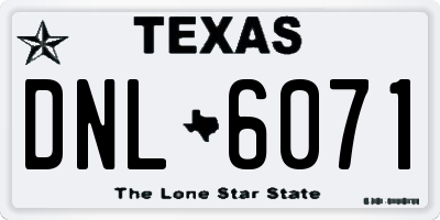 TX license plate DNL6071