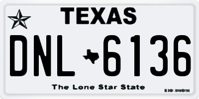 TX license plate DNL6136