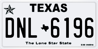TX license plate DNL6196
