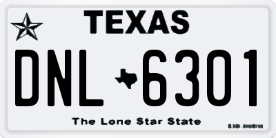 TX license plate DNL6301