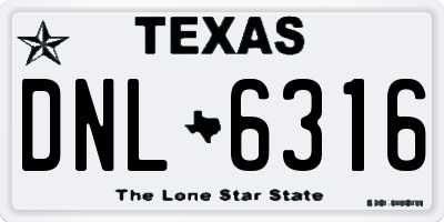 TX license plate DNL6316