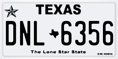 TX license plate DNL6356