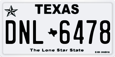 TX license plate DNL6478