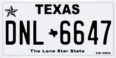 TX license plate DNL6647