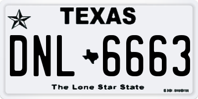 TX license plate DNL6663