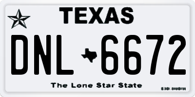 TX license plate DNL6672