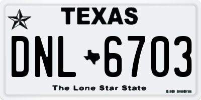 TX license plate DNL6703