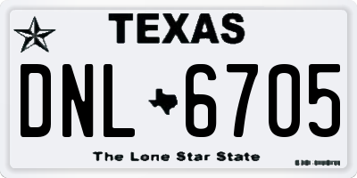 TX license plate DNL6705