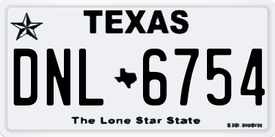 TX license plate DNL6754