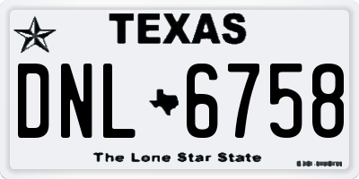 TX license plate DNL6758