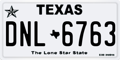 TX license plate DNL6763
