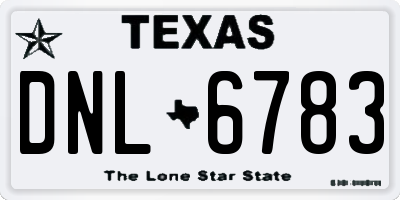 TX license plate DNL6783