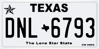 TX license plate DNL6793