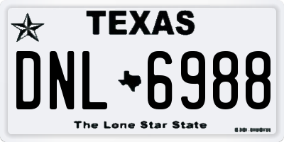 TX license plate DNL6988