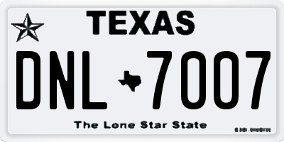 TX license plate DNL7007