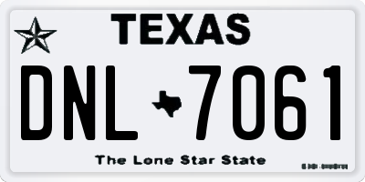 TX license plate DNL7061