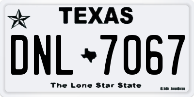 TX license plate DNL7067