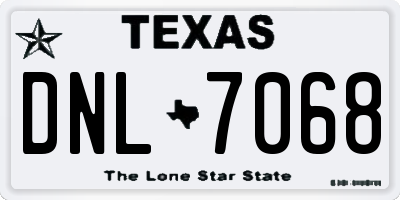 TX license plate DNL7068