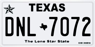 TX license plate DNL7072