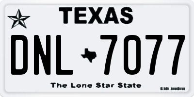 TX license plate DNL7077