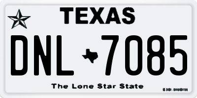 TX license plate DNL7085