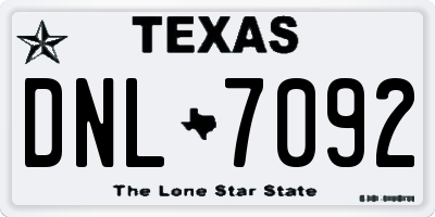 TX license plate DNL7092