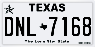 TX license plate DNL7168