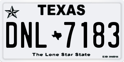 TX license plate DNL7183