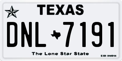 TX license plate DNL7191