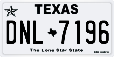 TX license plate DNL7196