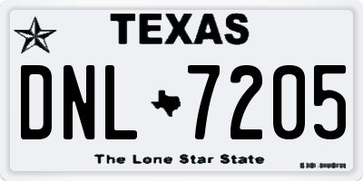 TX license plate DNL7205
